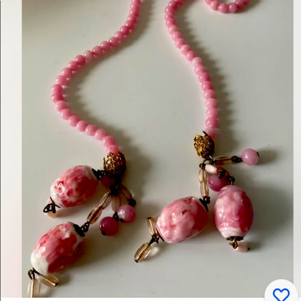1920 necklace pink beads
